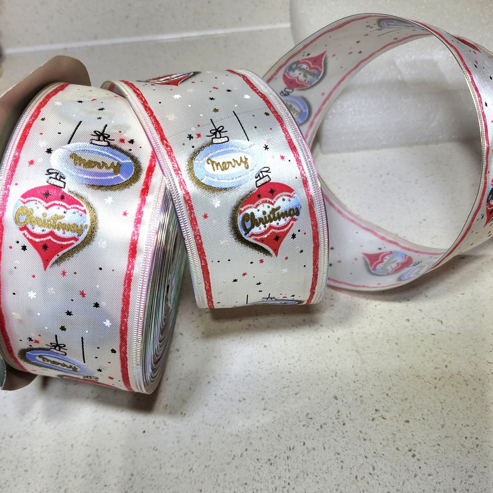 Wired Ornament Ribbon - Silver, Red, Gold
